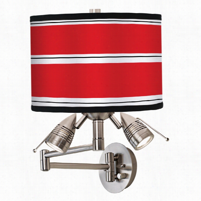 Contem Lorary Red Stripes Giclee 17 1/2-inch-h Swing Arm Wall Lamp