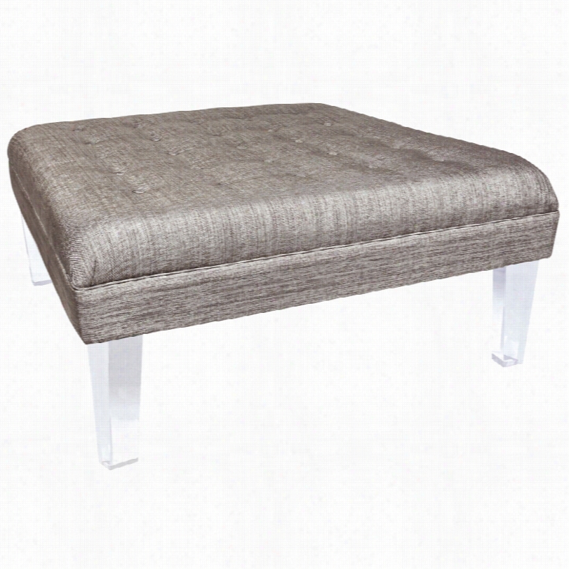 Contemporary Rojo 16 Cannes Contemporary Square Silver Fabric Ottoman