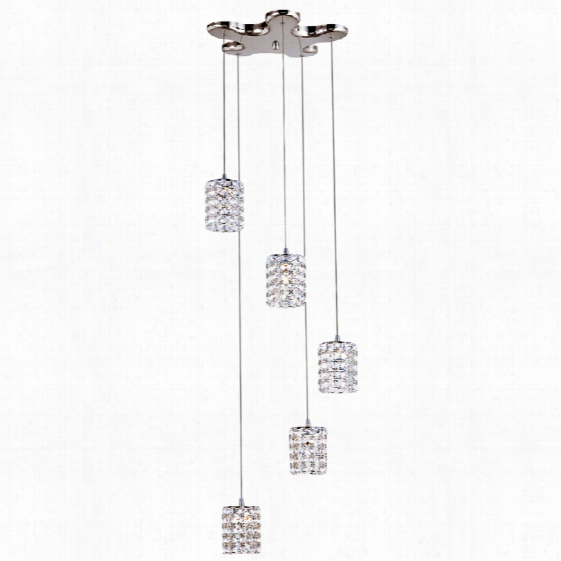 Contemporary Saskia Polished Chrome Crystal 16-inch-w 5-light Pendant