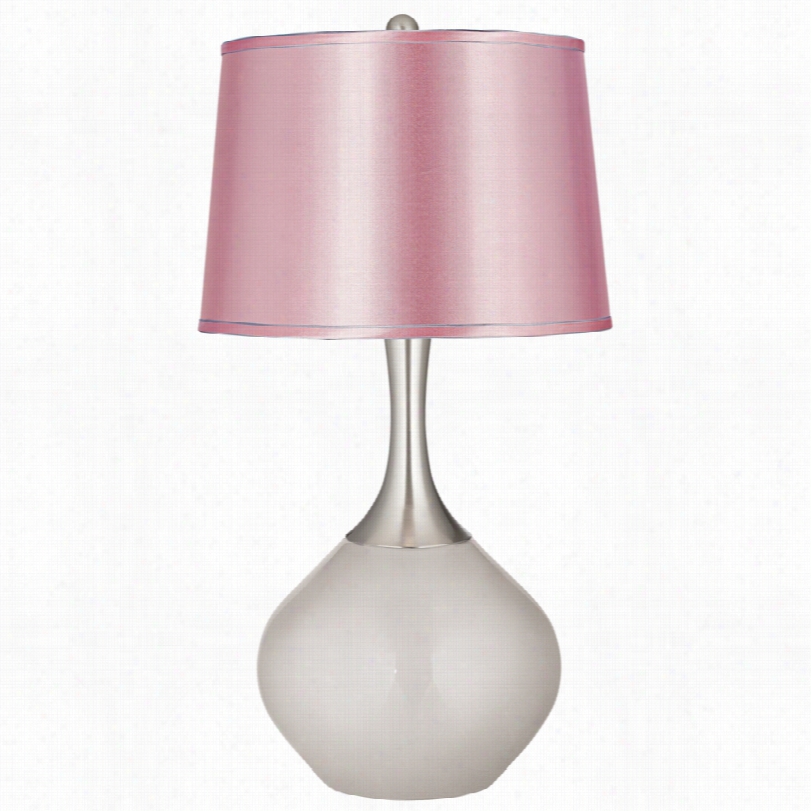 Contemporary Satin Pale Pink Silver Lining Metallic Speecr Table Lamp