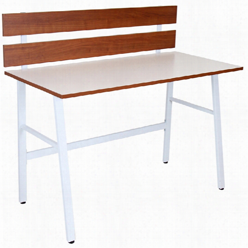 Contemporay Siloh Brownand White Wood Adjustable Bench Desk