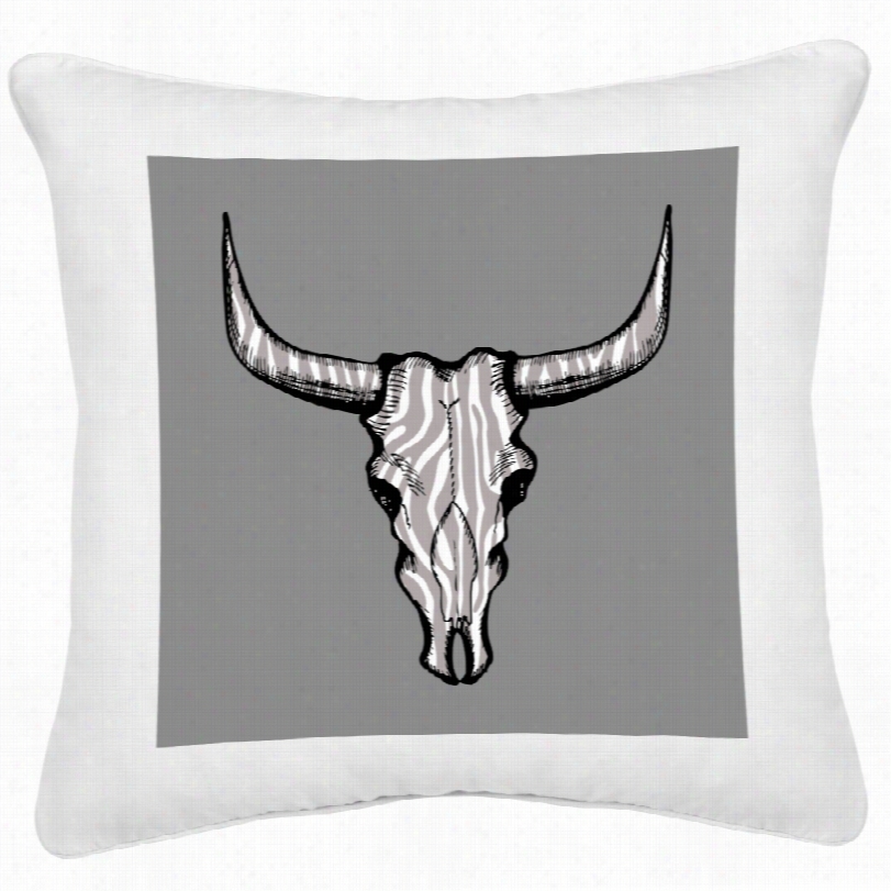 Contemporary Skull Head White Canvas Square Decorative Pillow