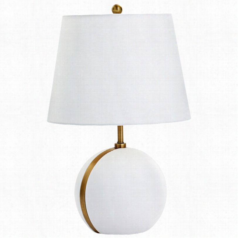 Contsmporary Snow Moon Globe Brass Stripe White Plaster Table Lamp