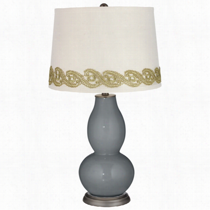 Cntemporary Software Ddouble Gourd Table Lamp With Vinne Alce Trim