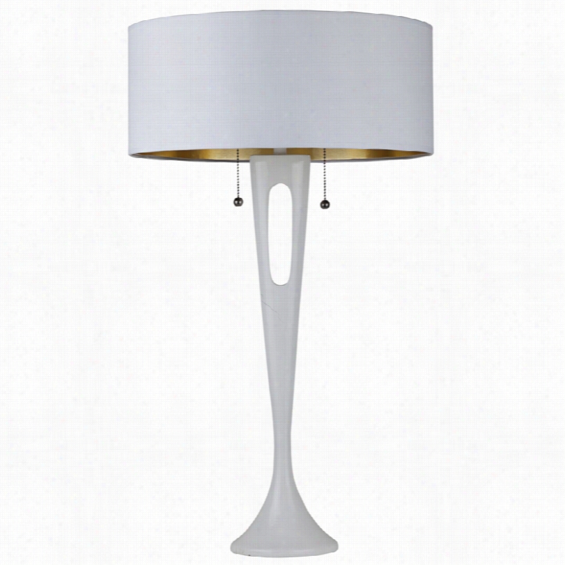 Contemporary Soiree Pale Metallic White And Gold Shad Table Lamp