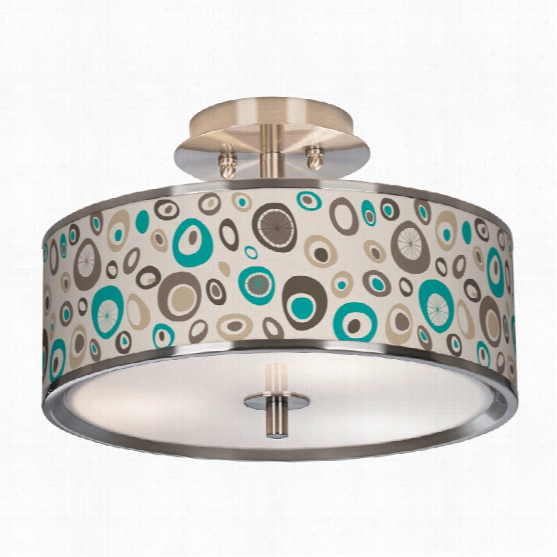 Contemporary Stammer Drum Shzde Three Light  Semi-flush Ceiling