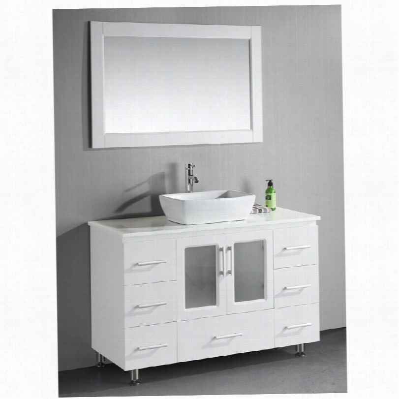 Contemporary Stanton White 48-inch-w Single Vessel Sink Vanity Set