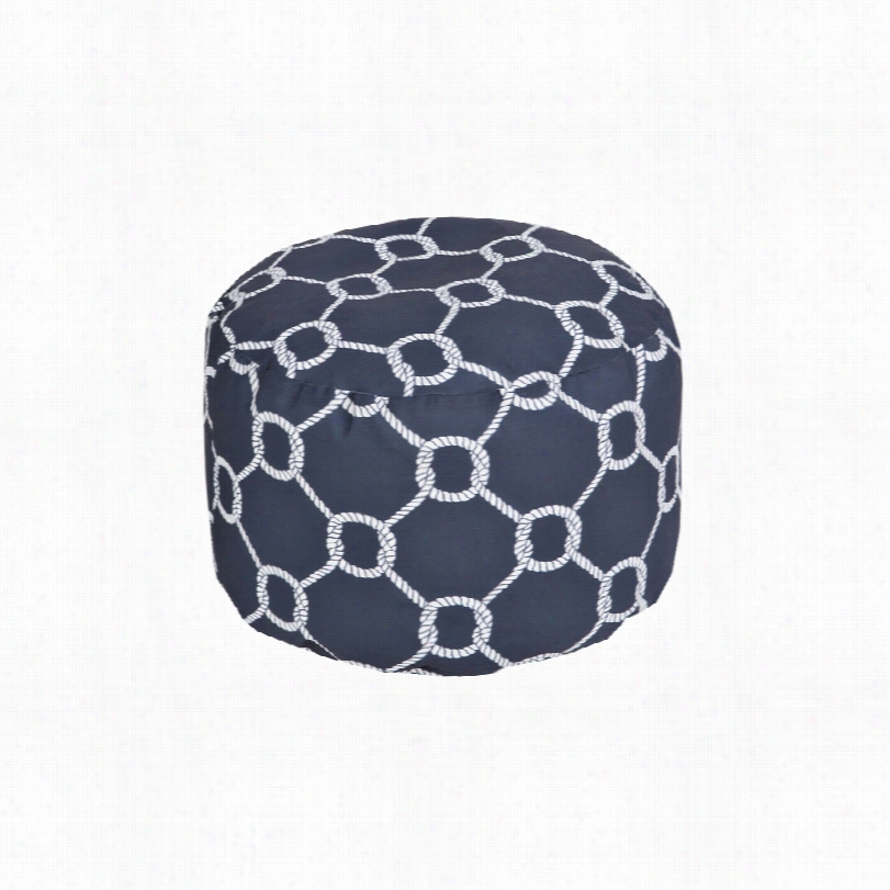 Contemporary Surya Mod Knot India Ink Navy 20-inch Round Pouf Ottoman