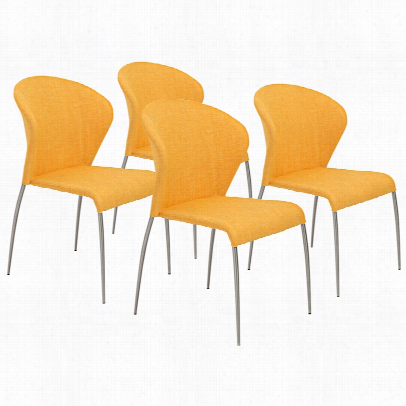 Contemporary Sy Yellow Fabric 35 1/4-inch-h Set Of 4 Armless Side Chair
