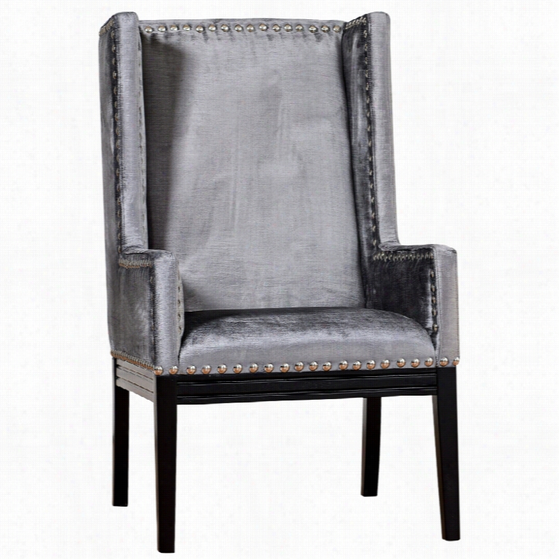 Contempora Ry Tribeca Wood Black And Gray Velvet Armchair