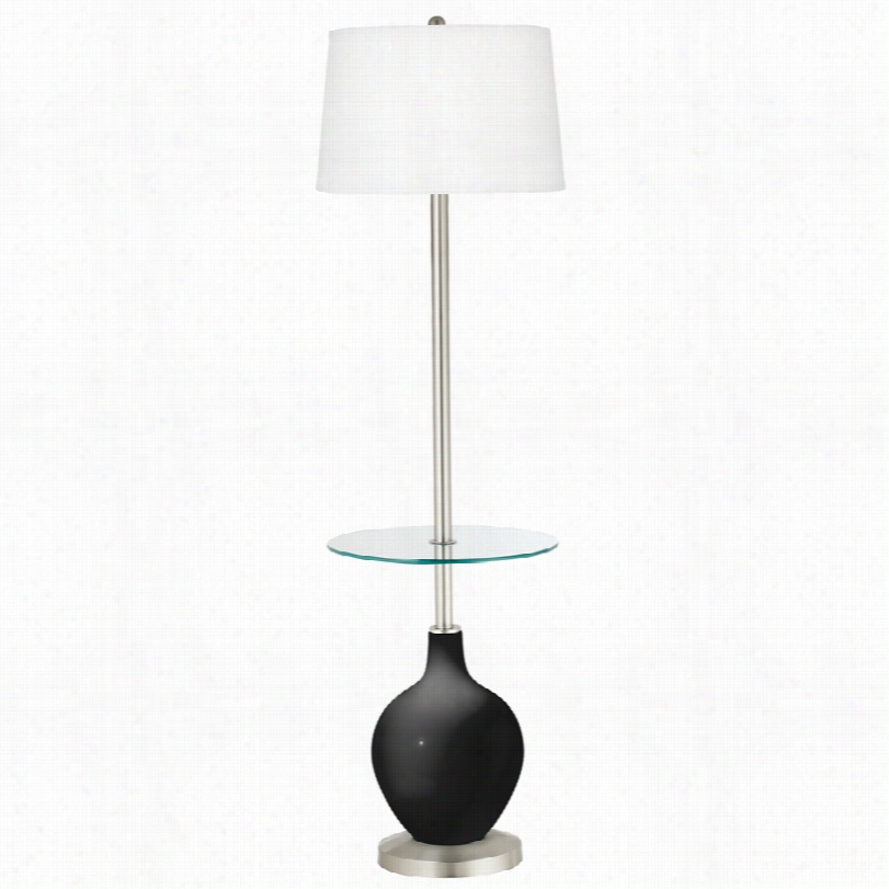 Contemporary Tricorn Black Tray Table 59-inch-h Ovo Floor Lamp