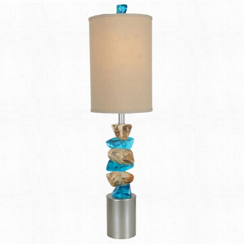 Contemporary Va N Teal Ro Cky Road Autumn Wood Silver 37-inch -h Table Lamp