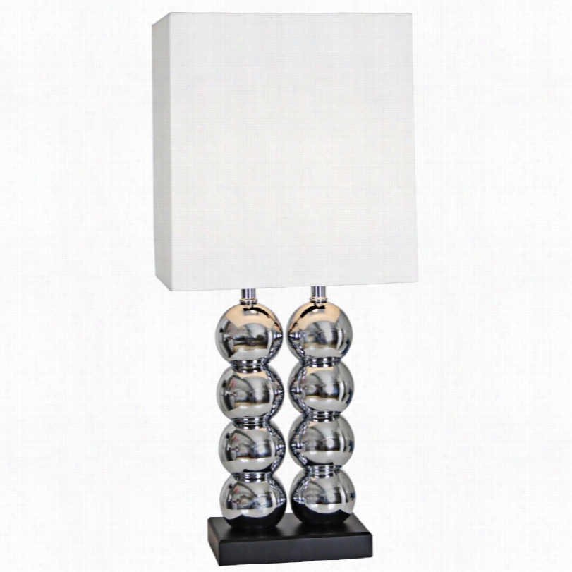 Cojtemporary Van Teal Two's World Chrome Stacked Globe Tabe Lamp