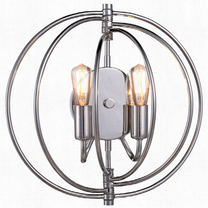 Contemporary V Ienne 13"" High Polished Nickel Round 2-light Wall Sconce