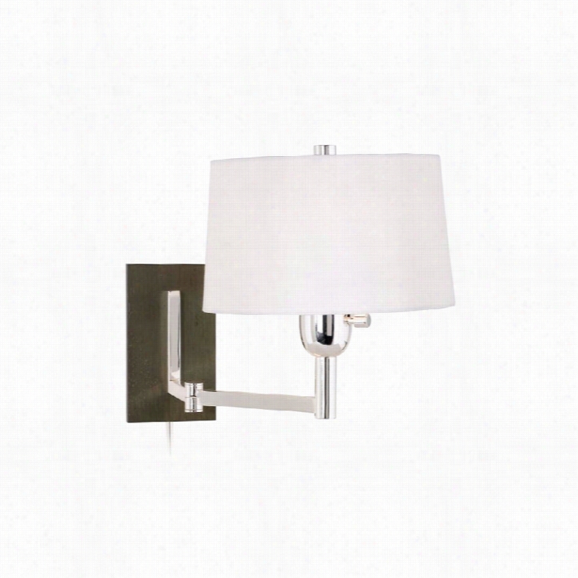 Contemporary Wonton Silver With White Swing Arm Robert Abbey Wall Lamp