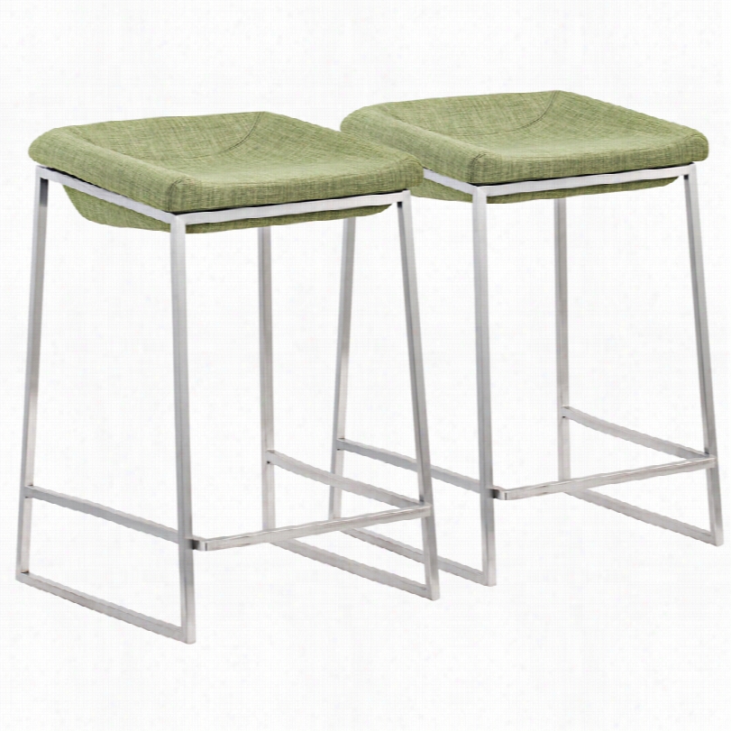 Contemporary Zuo Lids Green 30-inch-h Set Of2  Counter Chairs