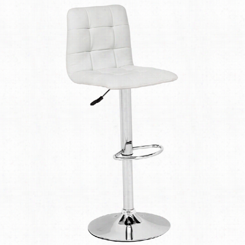 Contemporary Zuo Oxygen White Leatherette Modern Bar Or Counter Stool