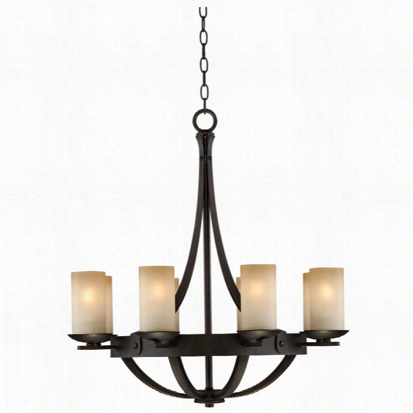 Traditional Sperry Bronze  And Scavo Glass 28-inch-w Chandelier