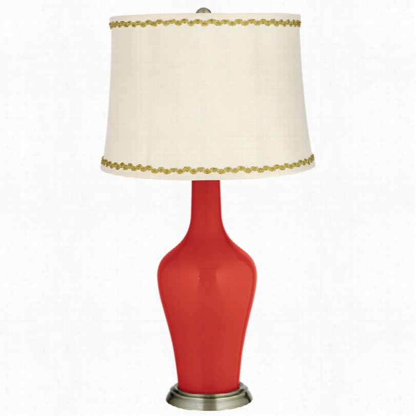 Transitional Cherry Tomato Anya With Relaxed Wave Trim Table Lamp