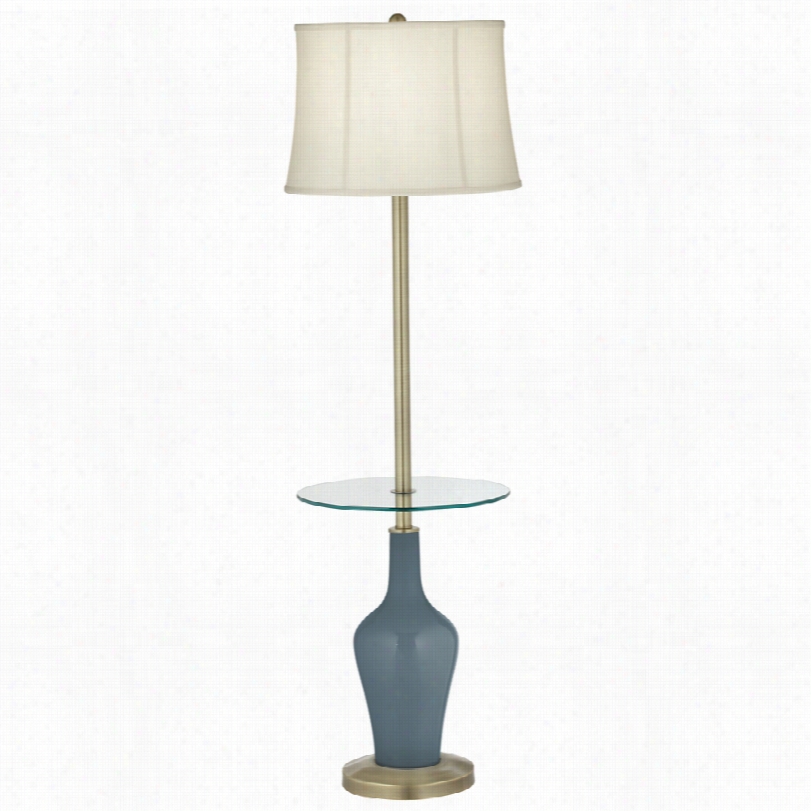 Transitional Color Plus␞ Anya Smoky Blue Tray Table Floor Lamp