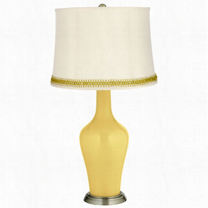 Transitional Daffodil And Open Weave Trim 32 1/4-inch-h Anya Table Lamp