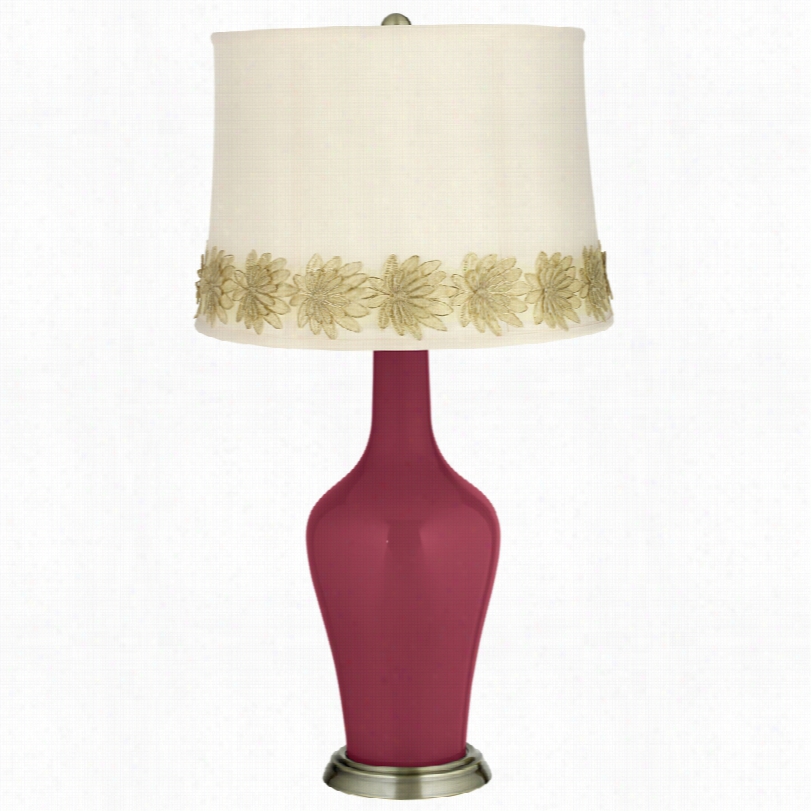 Transitional Dark Plum Assurance Anya Table Lamp  With Flowr Applique Dress