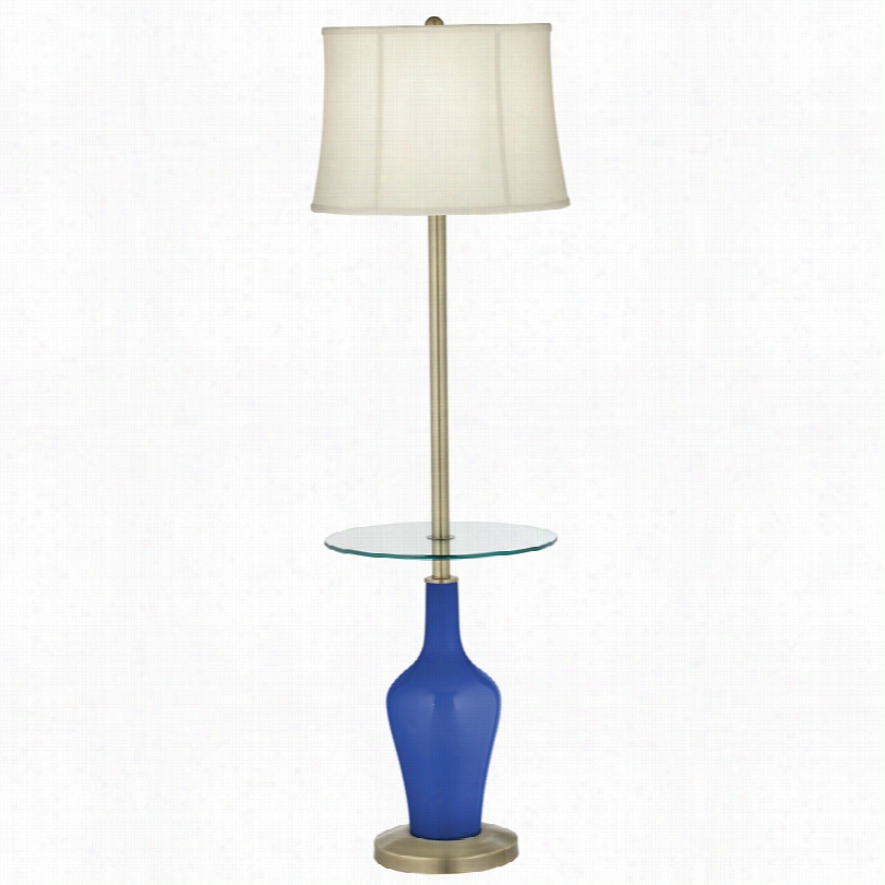 Transitional Dazzling Blue Anyatray Glass Table Floor Lamp