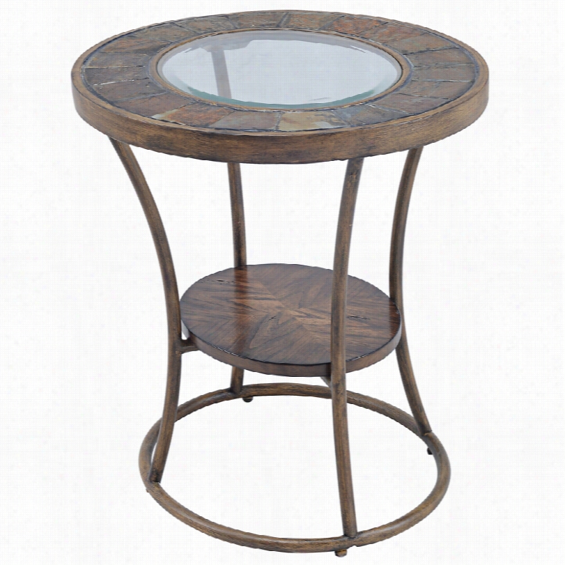 Transitional Desoto Warm Sienna Oval End Table