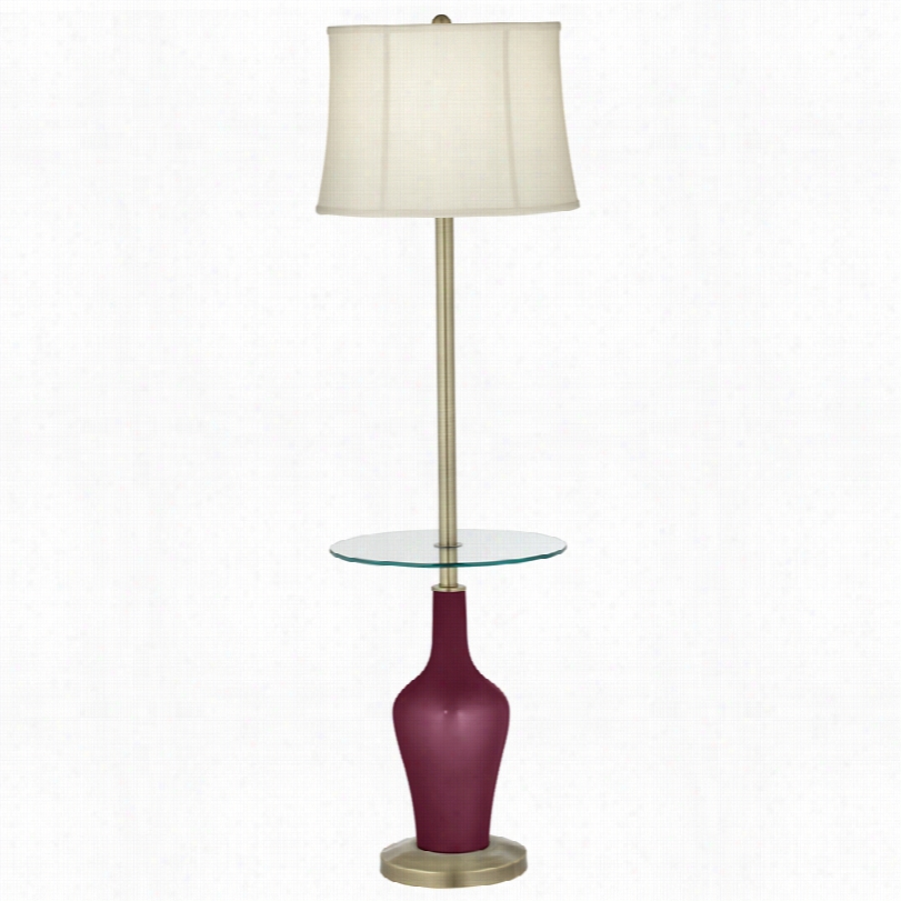 Transitional Eggplant Metallic Anya Tray Table 59-inch-h Floor Lamp