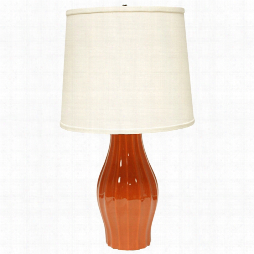 Transitional Haeger Potteries Fluted Ceramic Paprika 2-4inch-h Table Lamp