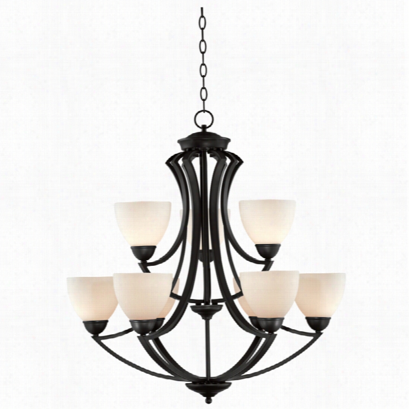 Transitional Possini Euro  Milbury Darkness Bronze With White Ch Andelier