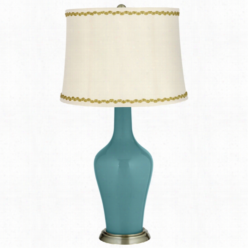 Transitional Reflecting Pool Brass Anya Table Lamp With Relaxed Wave Trim