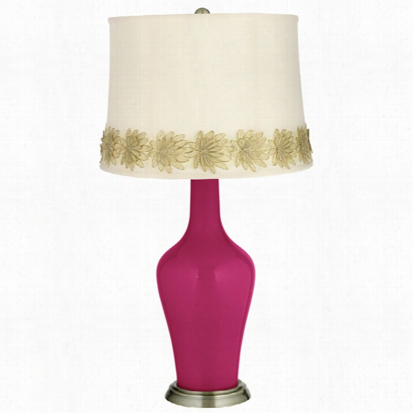 Transitional Vivacious And  Flower Applique Trim Anya Table Lamp