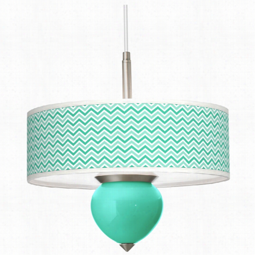 Contemporary 16-inch-w Turquoise Narrow Zig Zag Cleo Pendant Chandelier