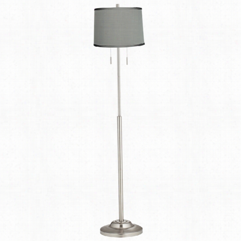Contempora Ry Abba Contemporary Platinum Graay Twin Pull Chain Floor Lamp