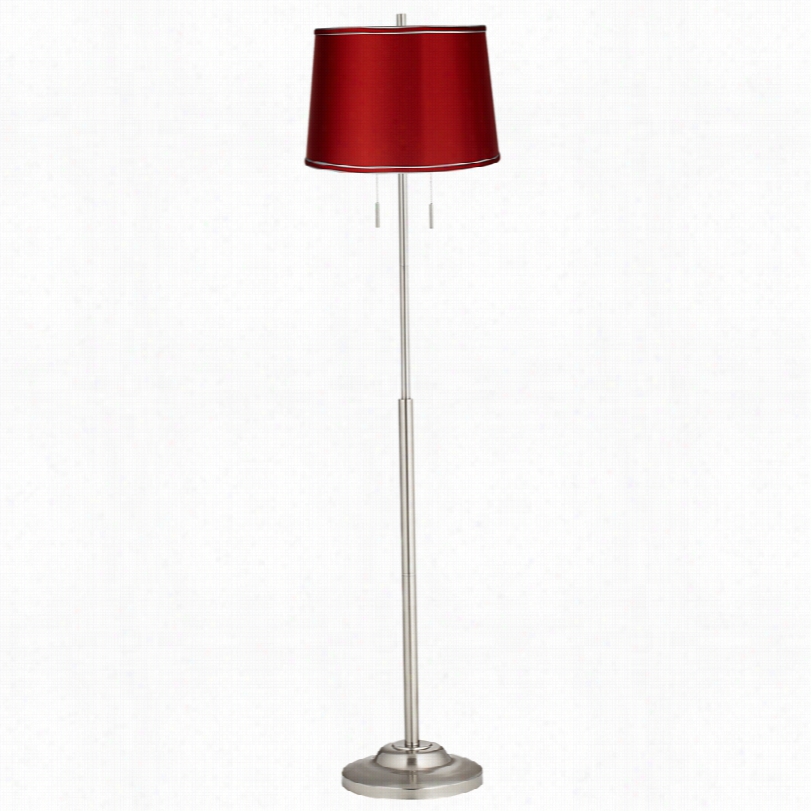 Contemporary Abba Satin Red Floor Lamp