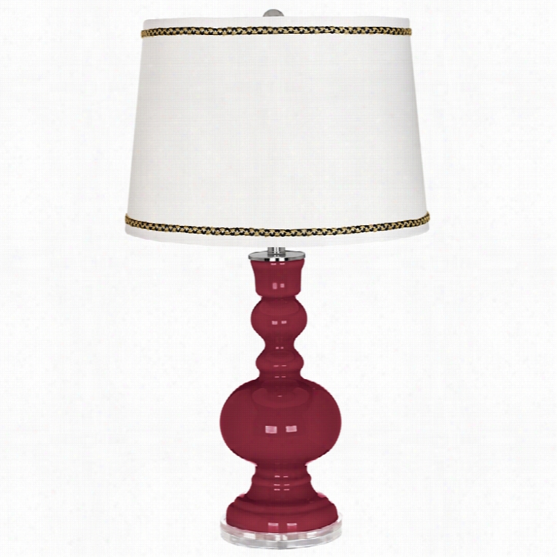 Contemporary Antique Red Ap Othecary Table Lamp With Rkc-rac Trim