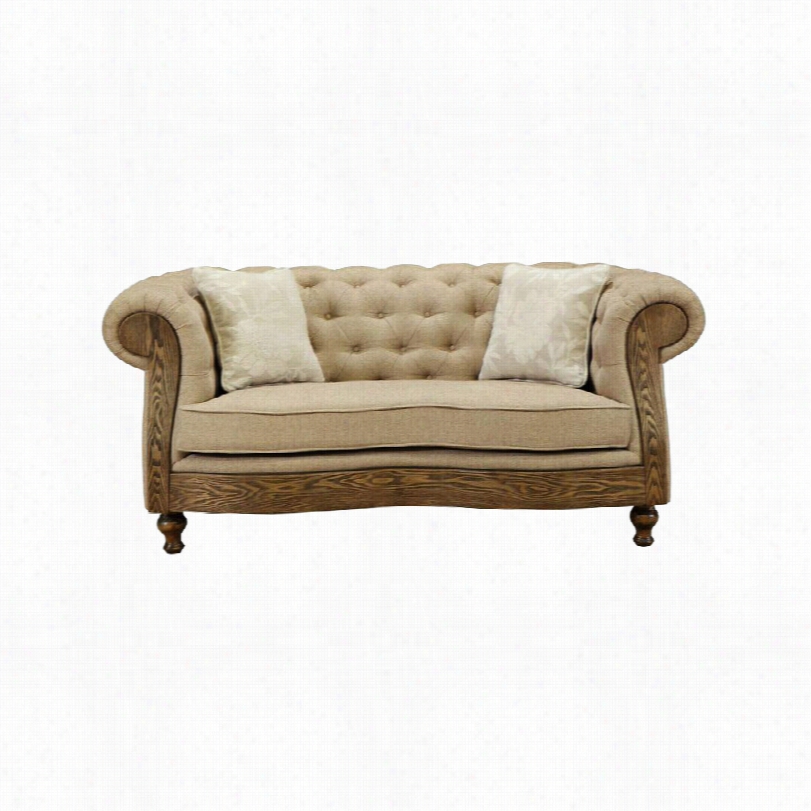 Contemporary  Barsto Wmodern Tufted Sand And Oak Loveseaa T