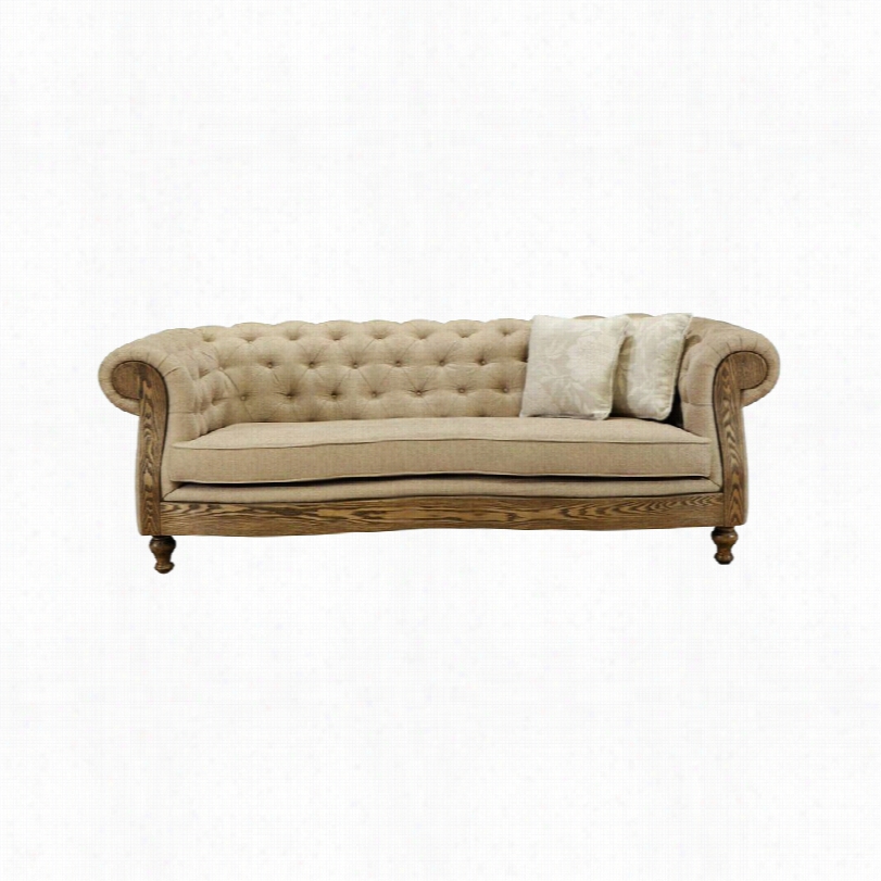 Contemporary Barstow Modern Tufted Sand And Oak Sofa