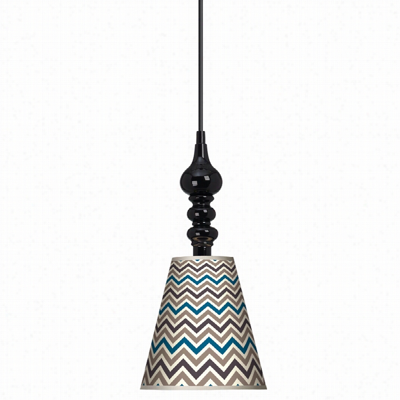 Contemporary Black With  Zig Zag Shelter 7 1/2-inch-w Mini Pendant