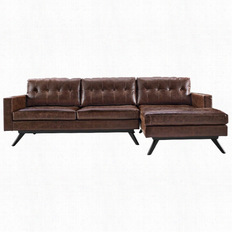 Contejporary Blake Chestnut Contemporayr Partial Sofa Wtih Chaise