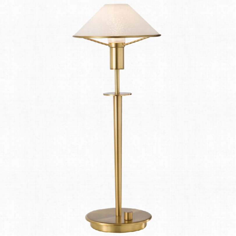 Contemporary  Brass Satin White Galsw 18 1/2-inch-h Holtkoetter De Sk Lamp