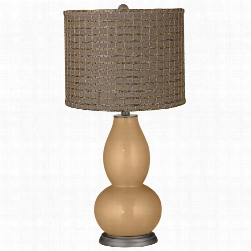 Contemporary  Brown Tan Wevae Light Bronze Metallic Double Gourd Lamp