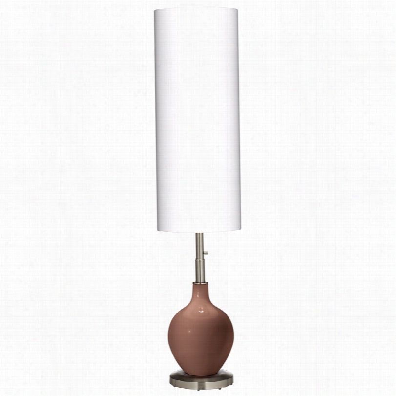 Contemporary Brushed Seeel Rugged Brown Ovo Flo Or Lamp