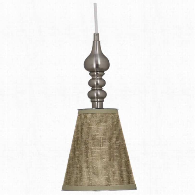 Contemporary Burlap Impression Brushde Steel In The Opinion Of White Mini Pendant