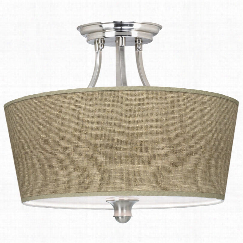 Contemporary Burlap Print Modern Ttapered Dtum Ceiling Light