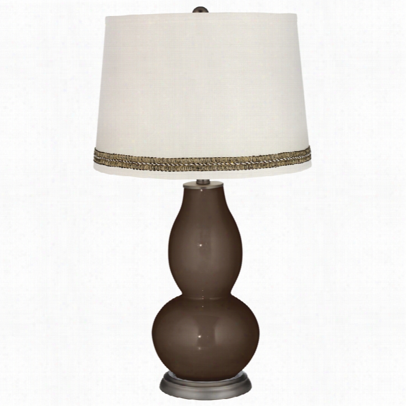 Contemporary Carafe Double Gourd Table Lamp With Wave Braid Trim