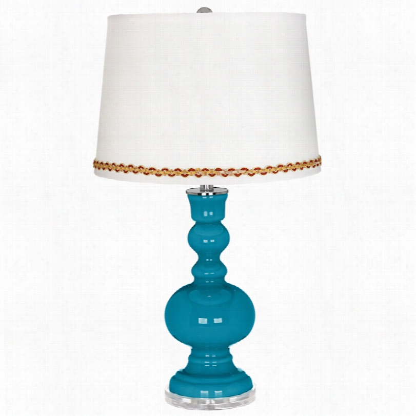 Contemporary Caribbean Sea Pharmacist Table Lamp With Serpentine T Rim