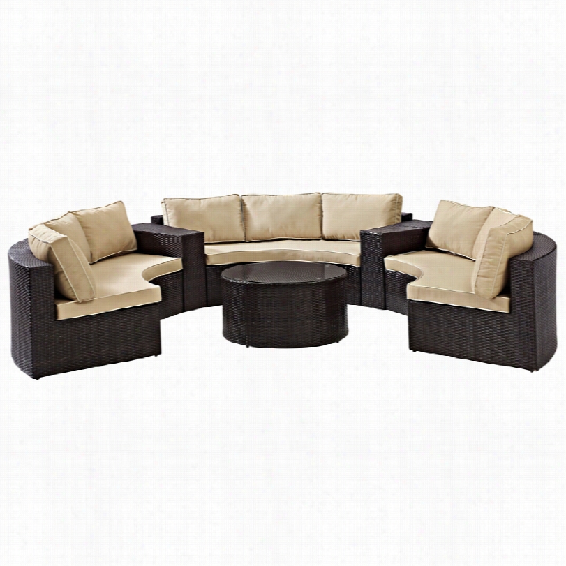 Contemporary Catalina Gravel Wicekr 6-piece Outdoor Sectional S Ofa Set