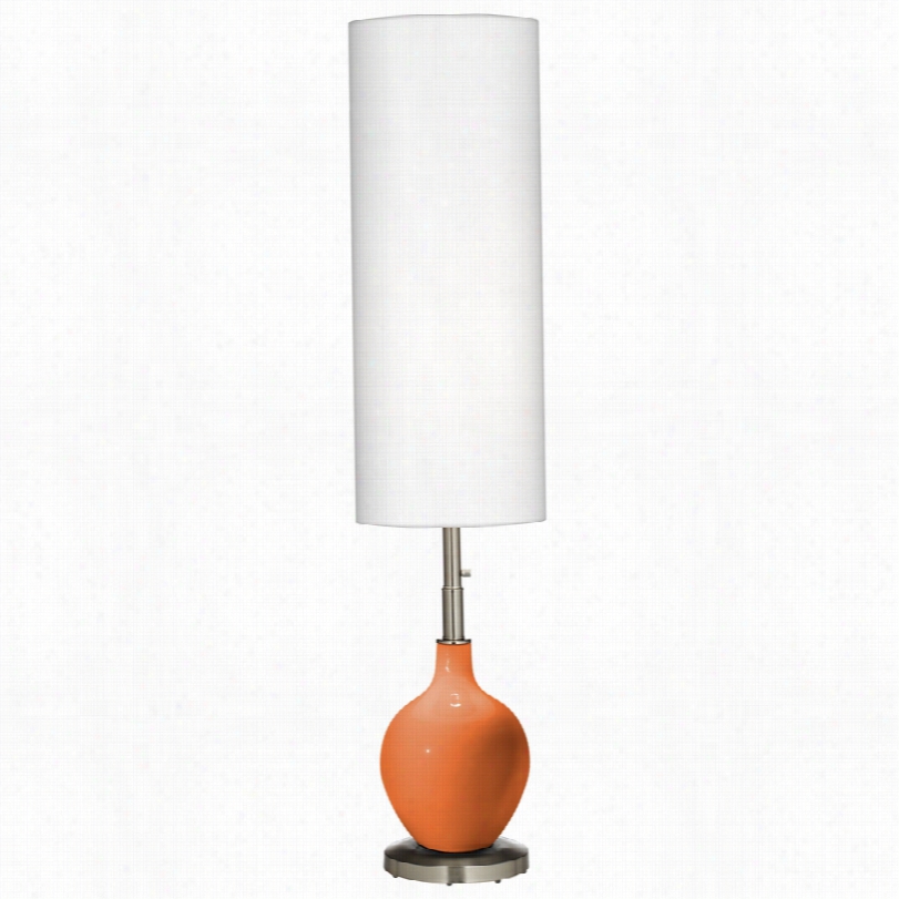 Contemporary Celosia Oran Ge Of A ~ Color Linen Shade 60-inch-h Ovof Loor Lamp